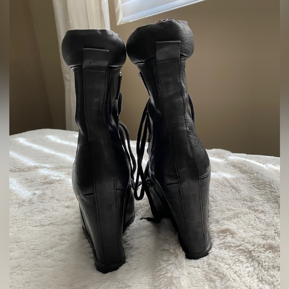 Black Luxury Rebel Wedge Booties - Picture 14 of 15